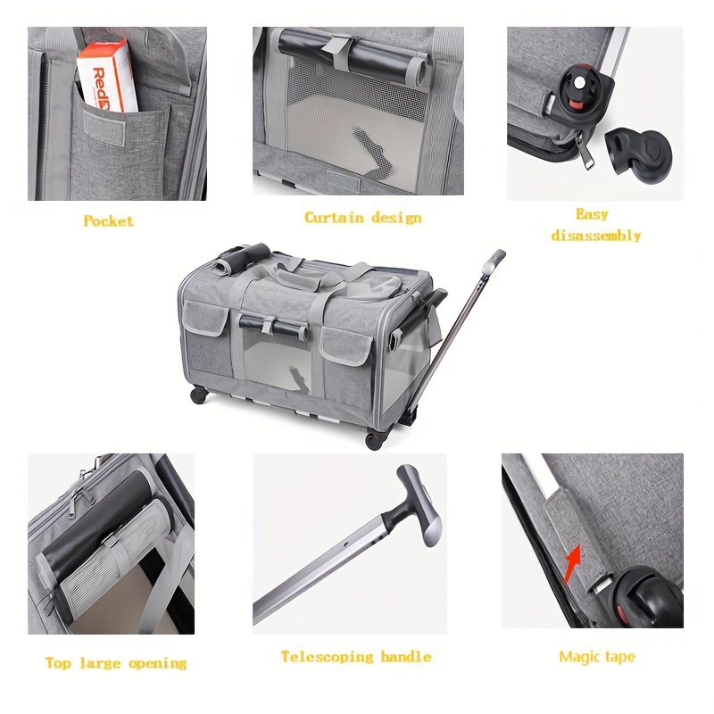 Extra Large Portable Pet Trolley Case, Detachable Dog Trolley Case, Large  Foldable Pet Bag Cat Travel Carrier Bag - Temu