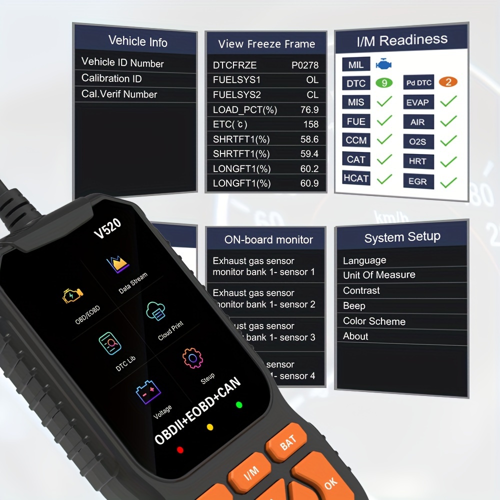 OBD2 Scanner Color Screen Live Data: Easy Set up Reset Clear Engine Error  Code Plug&Play Upgraded Indicator Light Test Voltage/EVAP/O2 Sensor