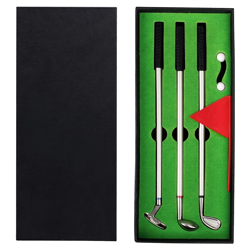 Golf Pen Set, Mini Desktop Golf Ball Pen Gift Includes Putting Green, 3  Club Pens, Balls And Flag, Desk Games - Sports & Outdoors - Temu