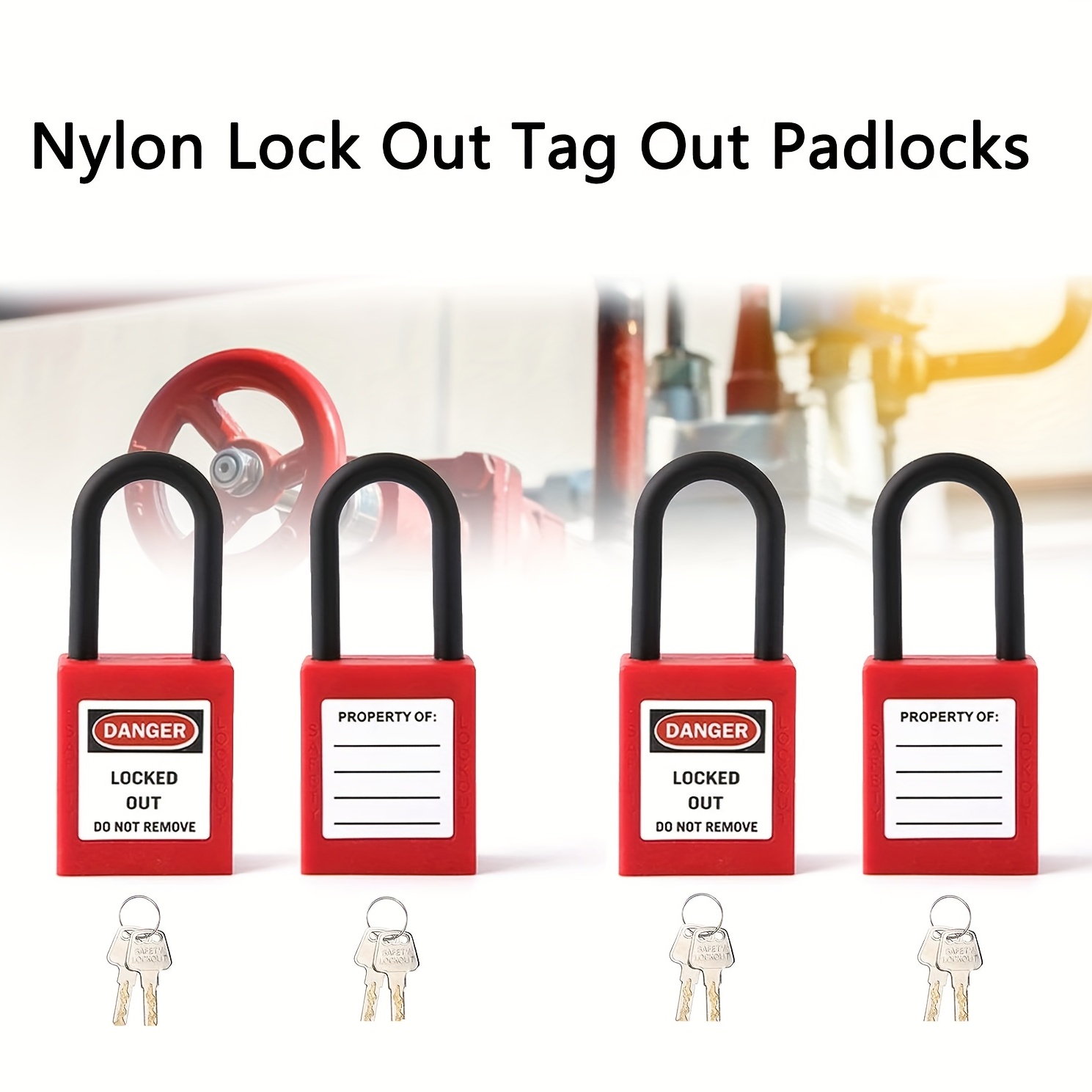 

38mm Lockout Tagout Locks Set, Nylon Lock Out Tag Out Padlocks Loto Safe Padlock Industrial Engineering Insulation Security Tool For Electrical Lockout Tag Out Stations And Devices