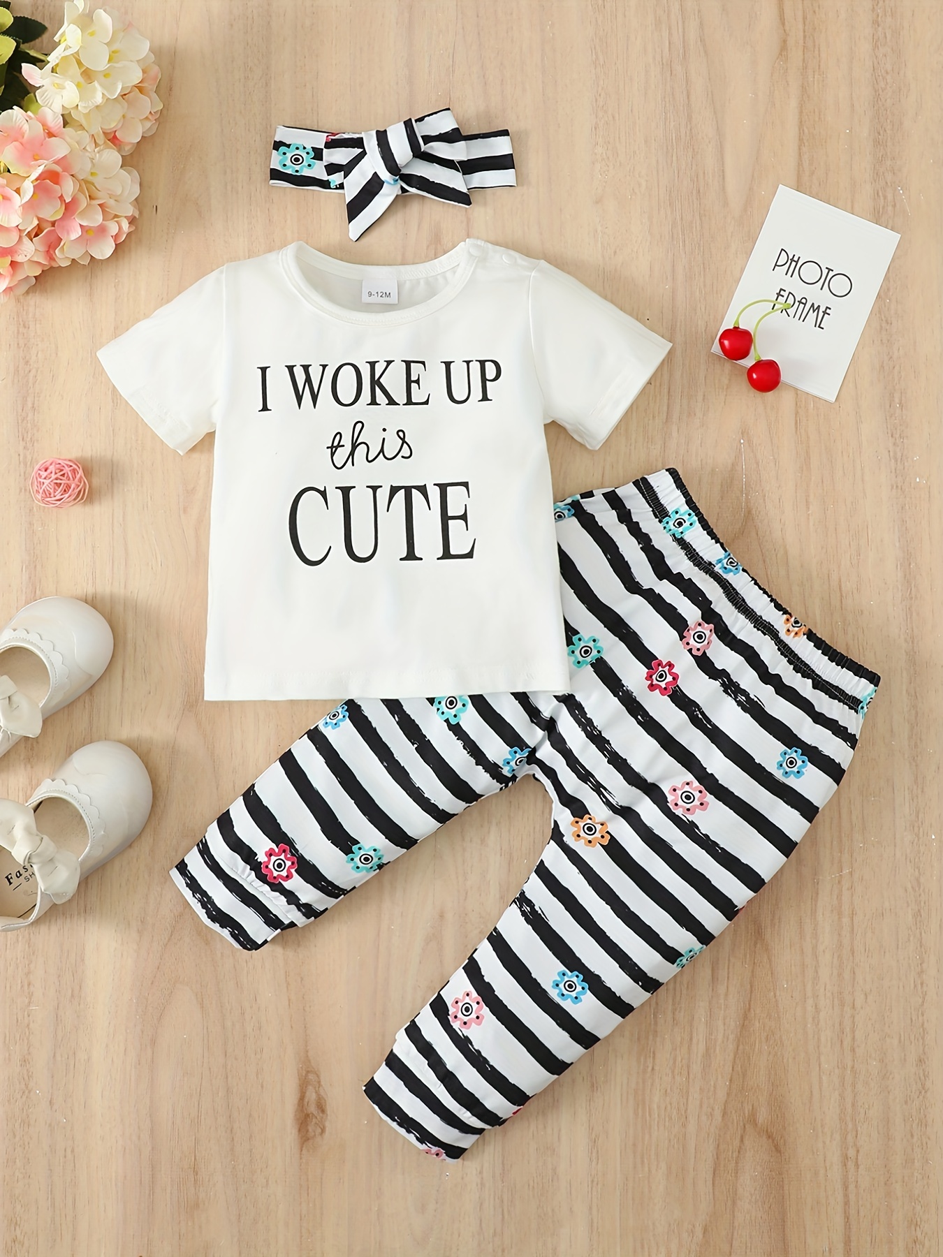 Ensemble t-shirt et pantalon pour bébés filles, 2 pièces, je me suis  réveillée comme ça