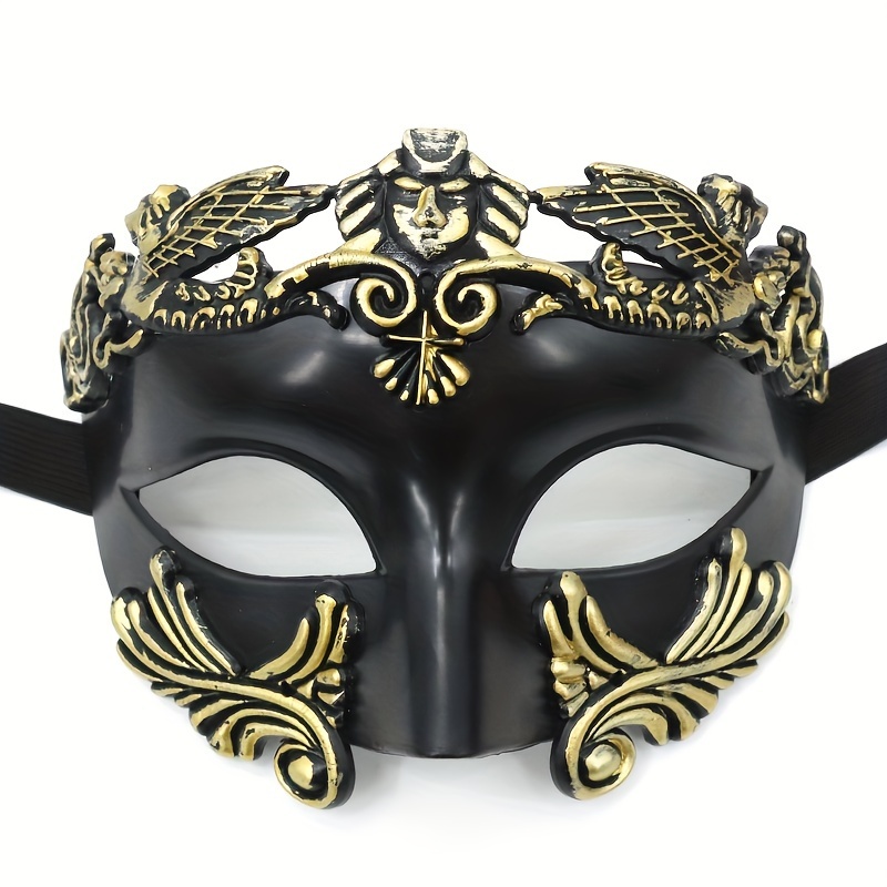 Venice Italy Full Face Mask Cosplay Costume Prop Mask Dress-up Face Cover  Accessory Photography Props for Masquerade Party Carnival Performance  Animation Exhibition (Black and Black Golden Eye) 