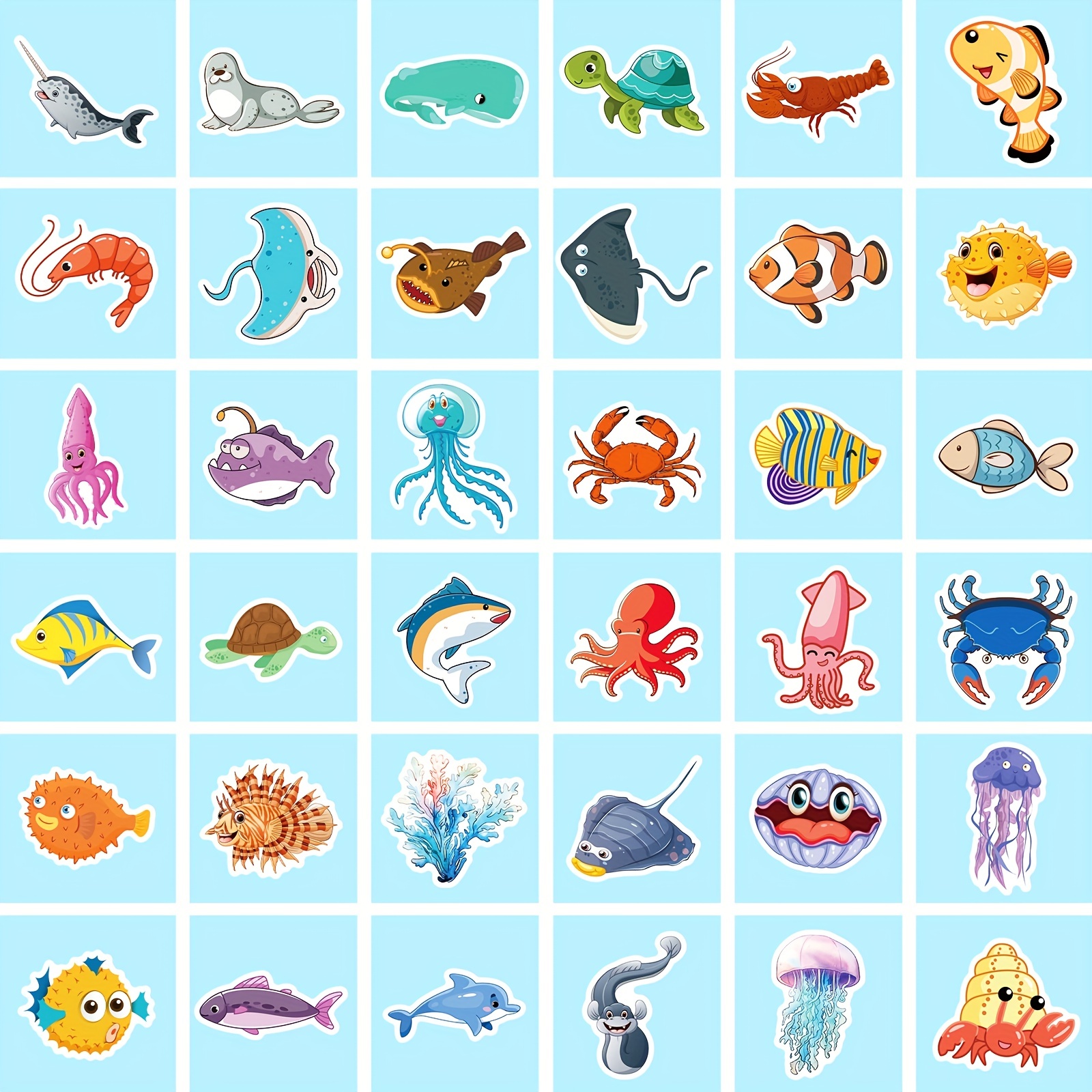 50pcs Ocean Series Graffiti Stickers Waterproof Journal Stickers