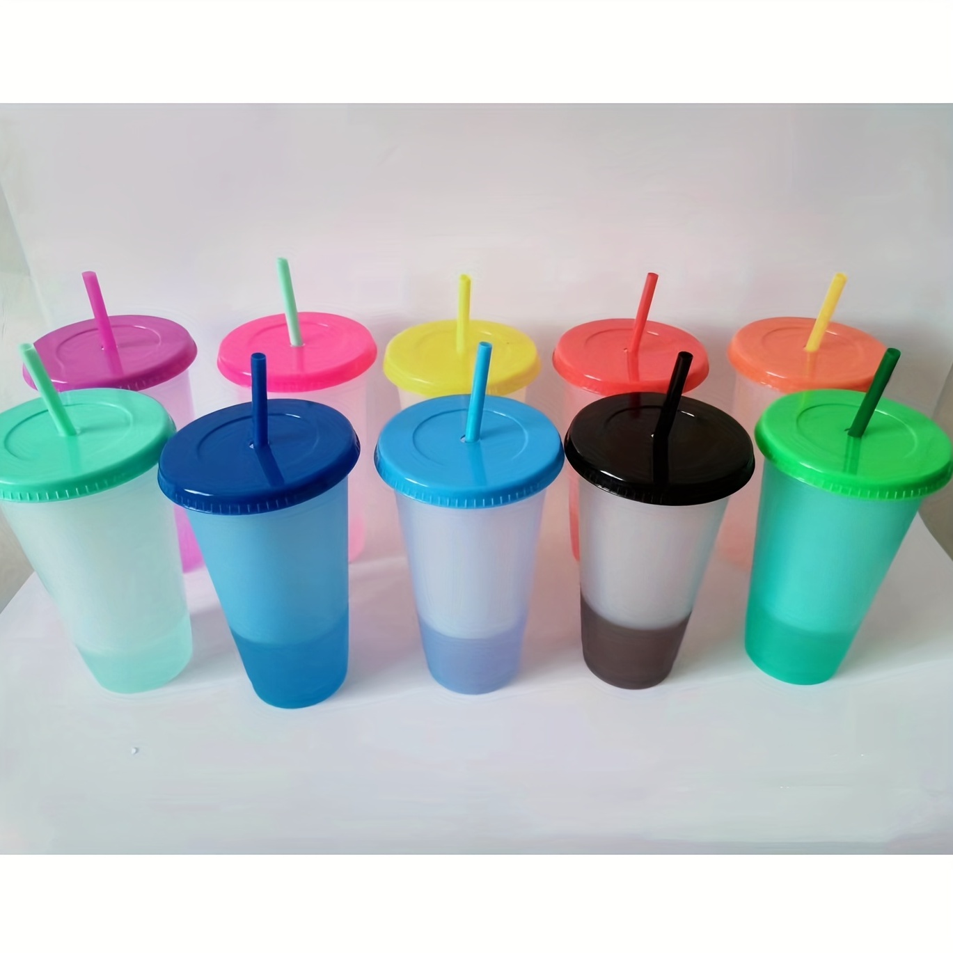 Color Changing Tumblers With Lids And Straws, Plastic Tumblers Cute Iced  Coffee Cup, Reusable Cups Bulk For Cappuccino, Tea, Latte, Cereal, Yogurt,  Dessert, Party, Christmas Gift - Temu
