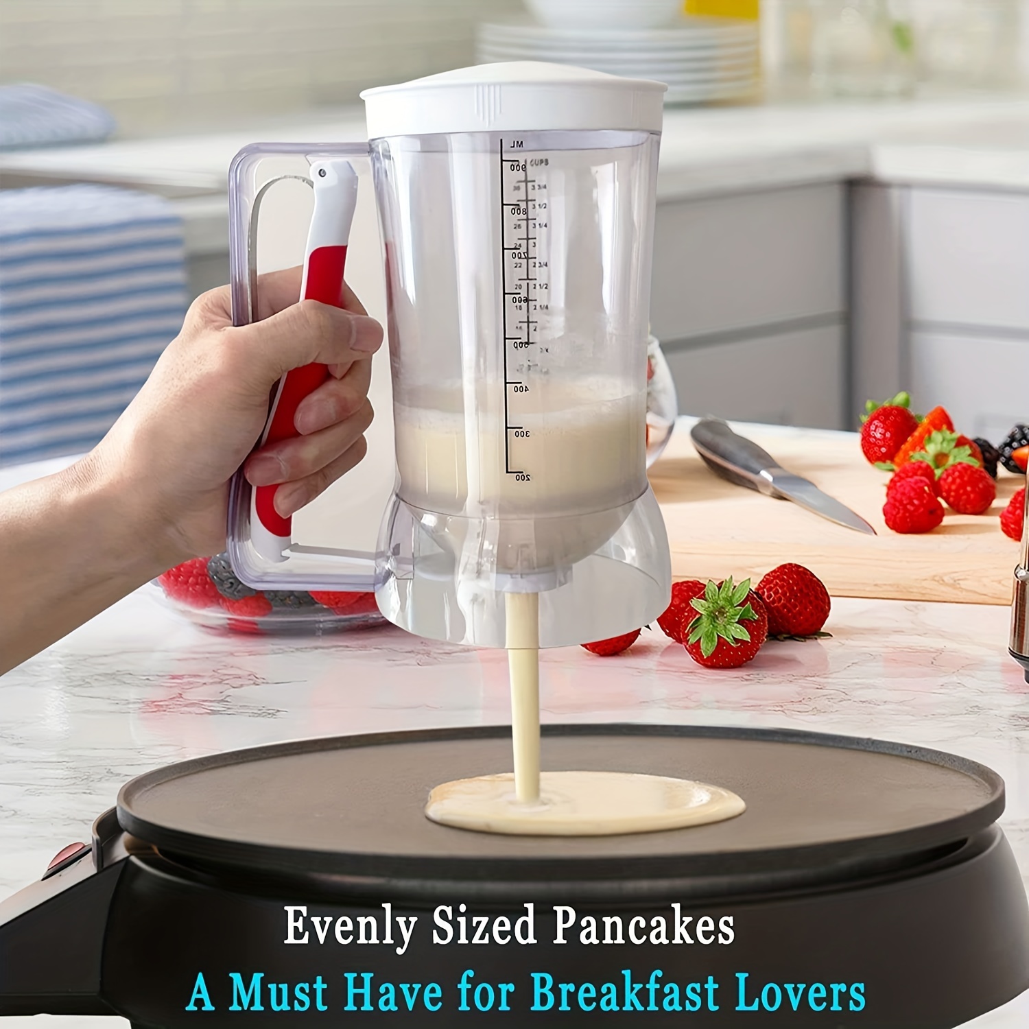 Pancake Batter Dispenser, Batter Dispenser With Handle, Pancake Dispenser  For Batter, Pancake Dispenser, Mix Dispenser For Griddle, Perfect Pancakes,  Cupcake, Waffle, Muffin Mix, Cake, Kitchen Tools, Baking Tools, Baking  Supplies - Temu