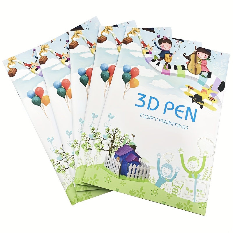  Libro de dibujo de impresión en bolígrafo 3D, plantillas de  papel grueso de 40 patrones reutilizables de colores con dos placas  transparentes, plantillas de graffiti de pintura 3D para niños, regalos 