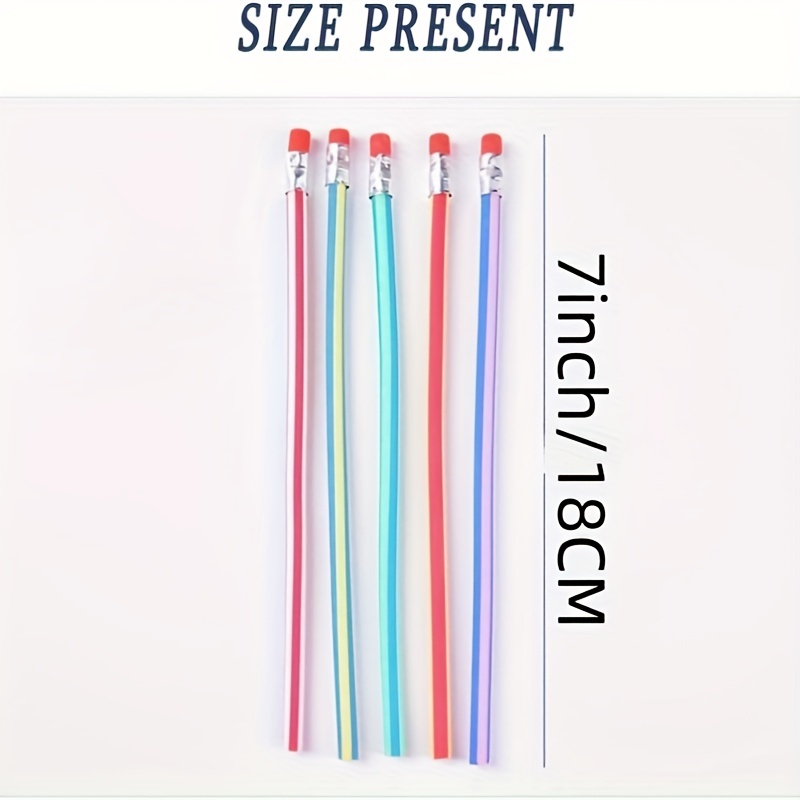 Crayon souple flexible, 35 crayons souples souples à rayures colorées avec  gomme comme cadeau pour étudiants ou enfants 