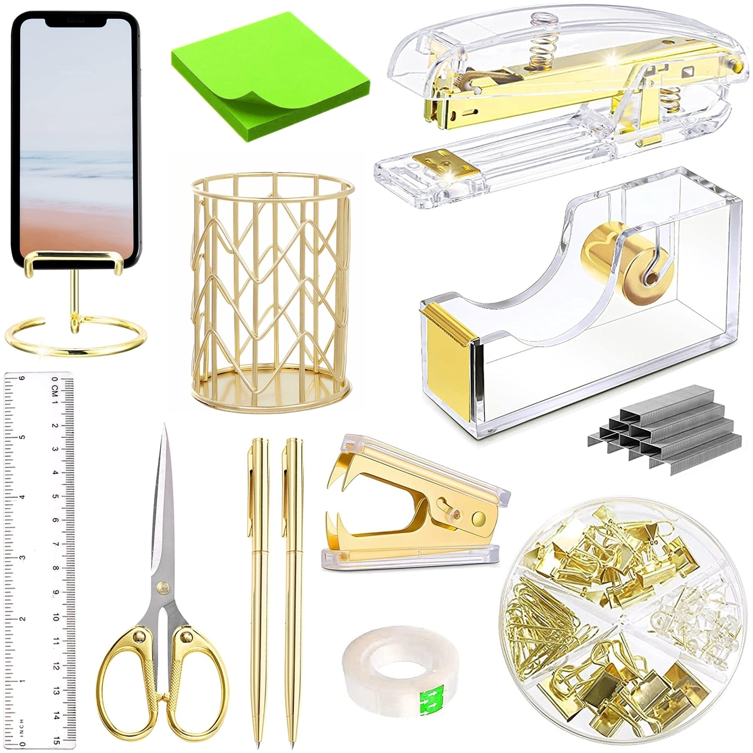 Golden Office Supplies Set Desk Accessories Acrylic Stapler - Temu