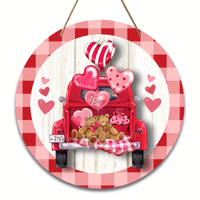 Valentine Hearts Wreath Sign Valentine Round Wreath Sign - Temu