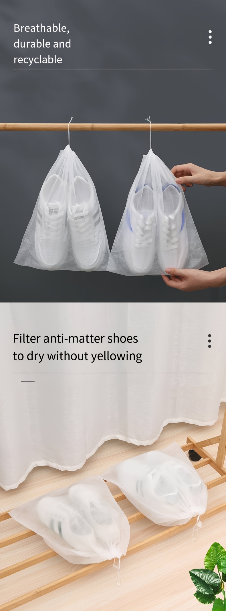 20pcs Non- Dustproof Drawstring Storage Bags - Lightweight Shoe & Accessory Organizers with Secure Closure, Minimalist White Design for Travel, Closet & Home Organization, Shoe Storage Organizer, Transparent Design, Easy Pull Closure