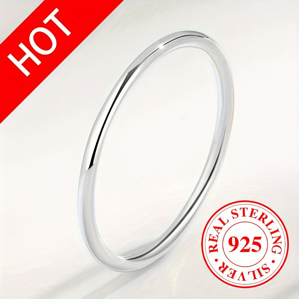 

1pc 925 Sterling Silver Promise Ring Trendy Narrow Band Stacking Ring Engagement Wedding Jewelry Multi Sizes To Choose
