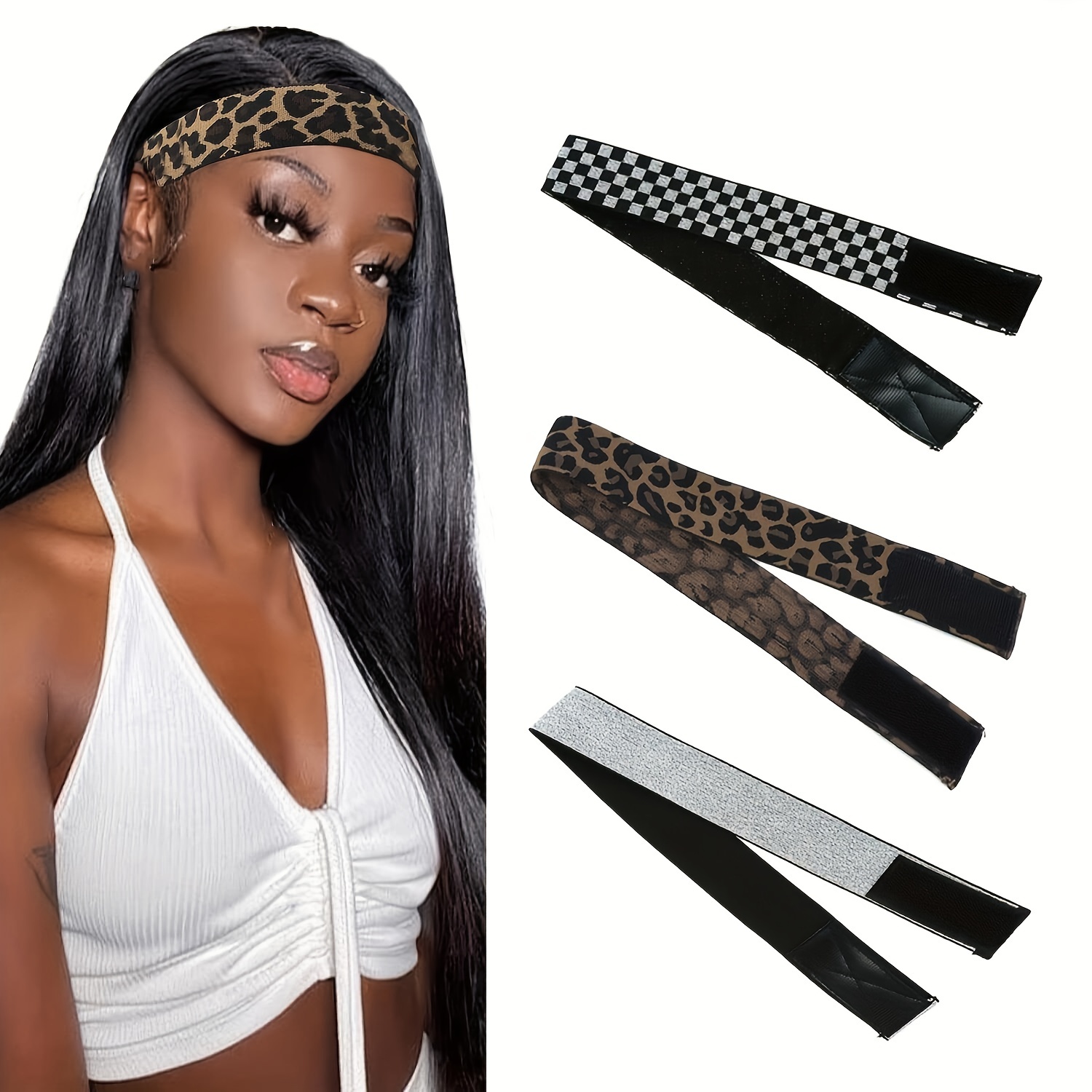Leopard Print Lace Melting Band For Wigs Elastic Hair Bands - Temu