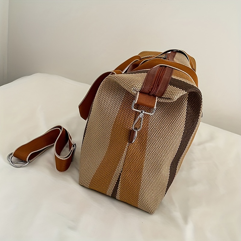 Vintage Striped Pattern Tote Bag Large Capacity Canvas - Temu