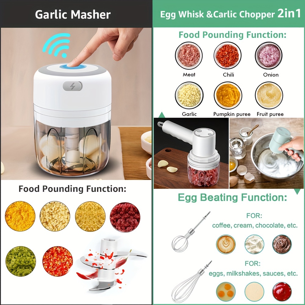Electric Kitchen Food Chopper Mini Garlic Masher Crusher Usb - Temu