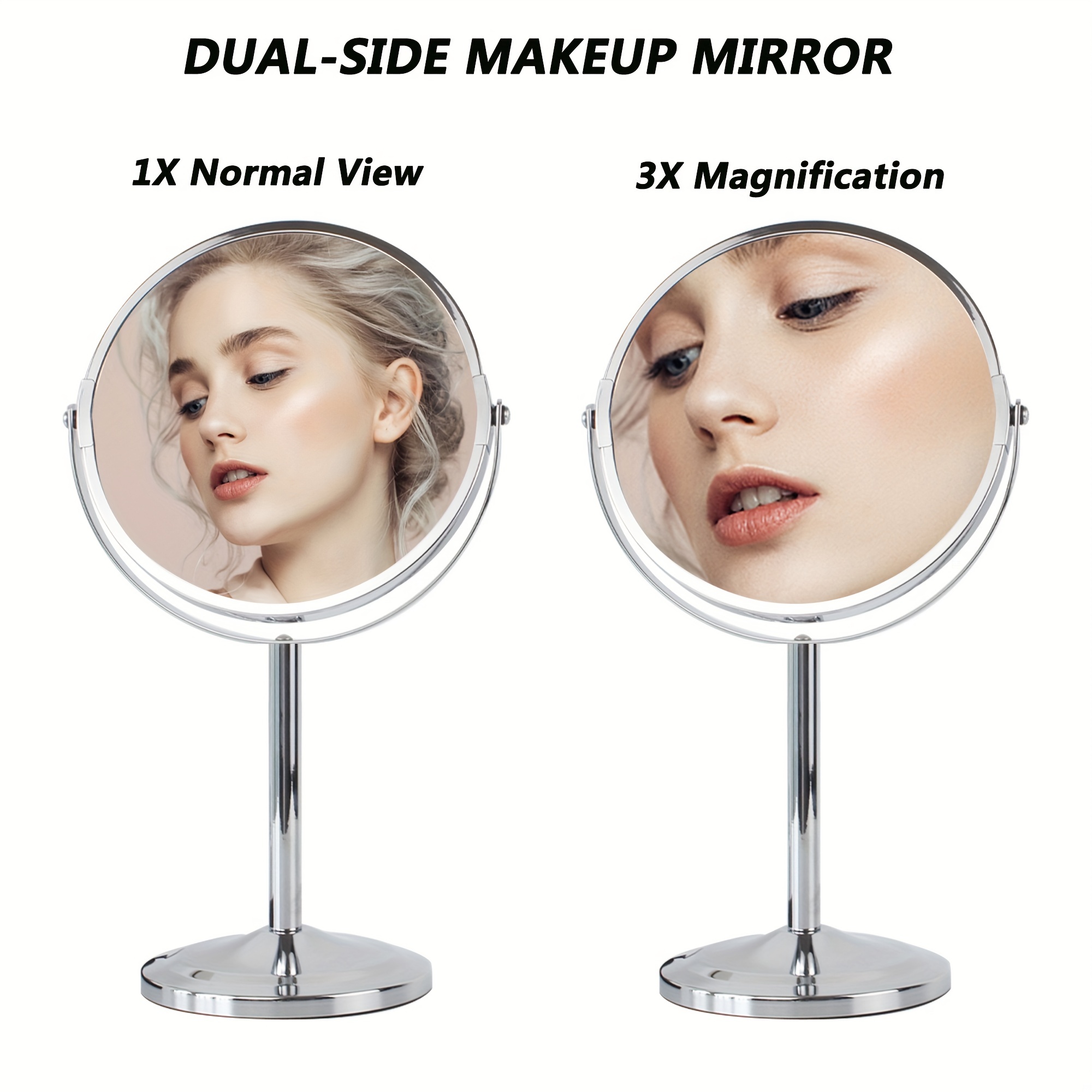  Espejo de maquillaje, espejo de aumento de doble cara de 8  pulgadas, espejo de aumento de afeitado de doble cara, montado en la pared para  baño, espejos de tocador redondos extensibles