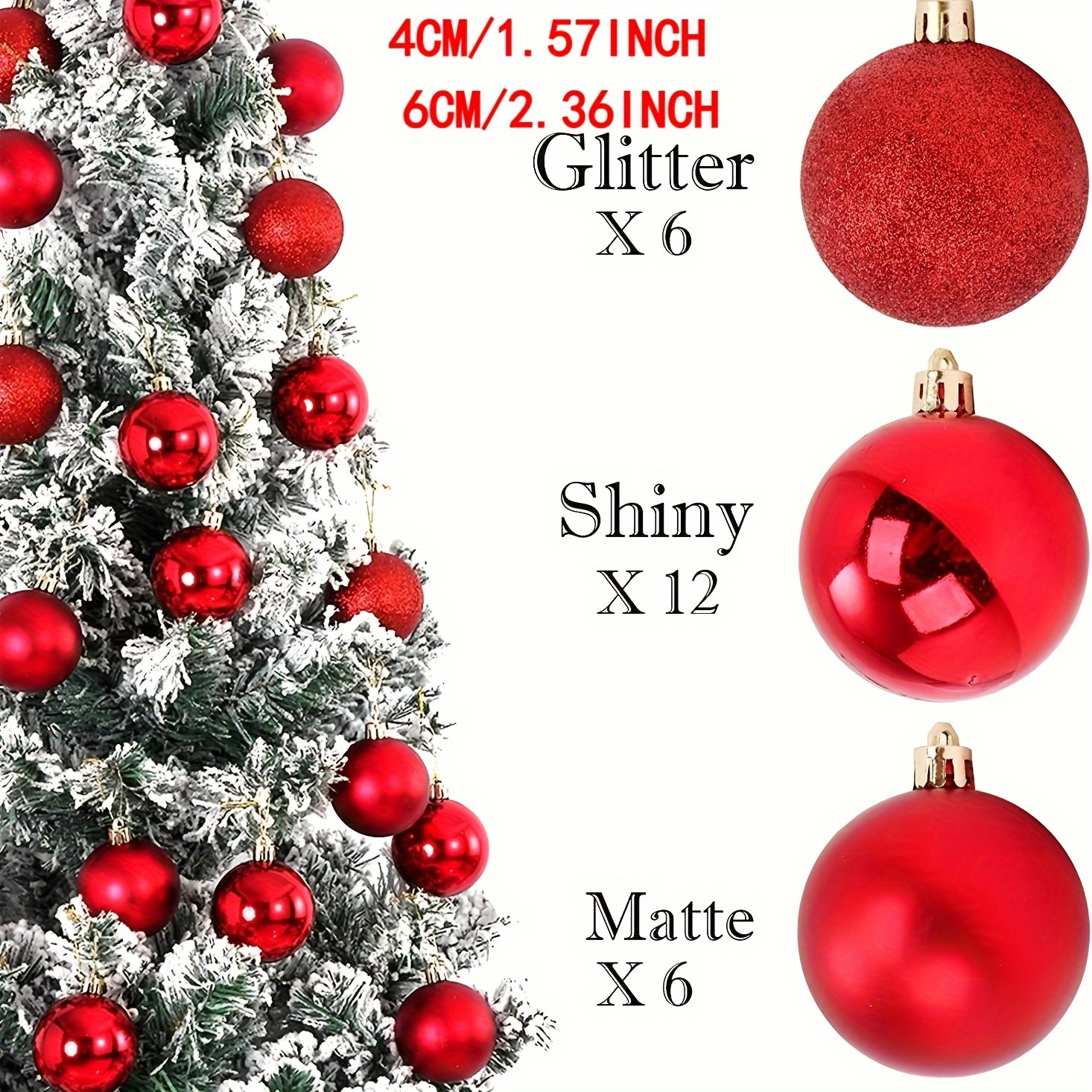 24pcs christmas balls ornaments for xmas christmas tree shatterproof christmas tree decorations hanging ball for holiday wedding party decoration 3cm 3