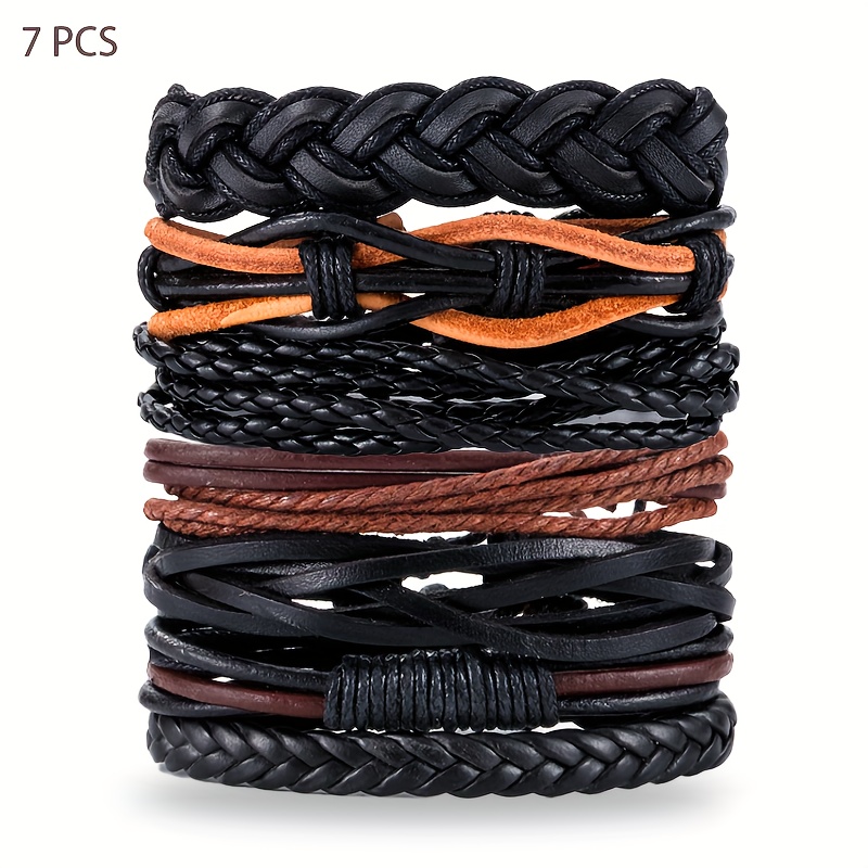 Wholesale Braided Imitation Cowhide Leather Cord Bracelets