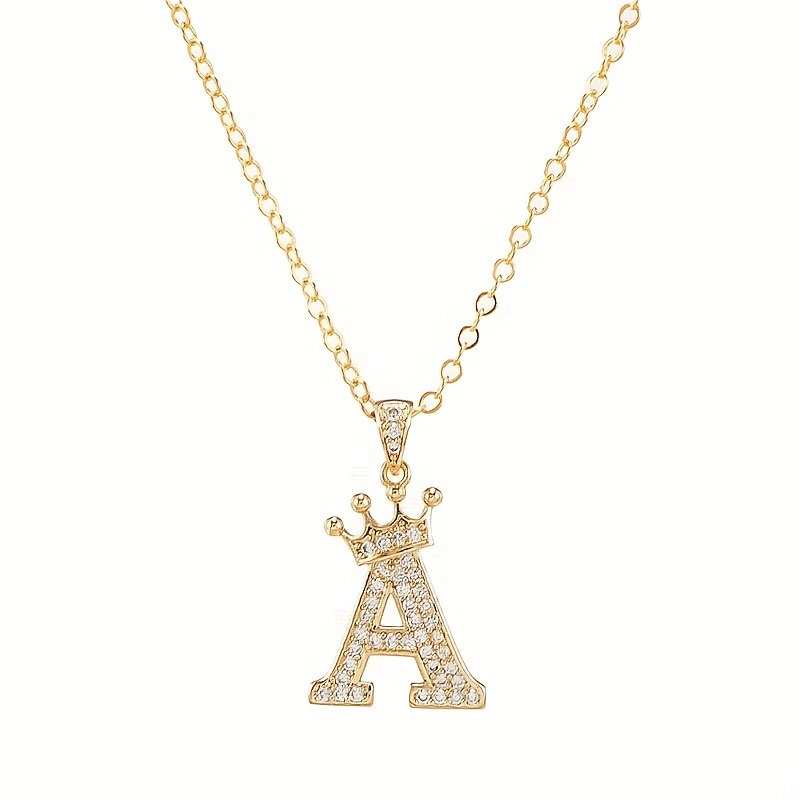 Nouveau Luxe Cuivre Zircon A-z Couronne Alphabet Pendentif Chaîne Collier  Hip-hop Style Mode Homme Nom Initial Bijoux - Bijoux Et Accessoires - Temu  France