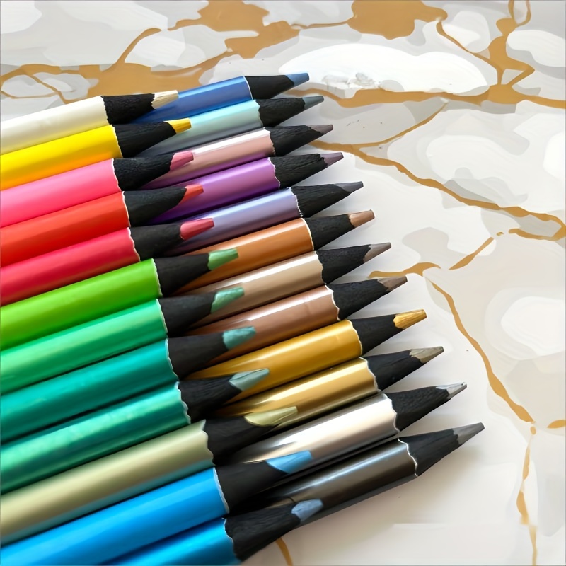 Acheter 12/18 couleurs crayon métallique couleur dessin crayon croquis crayon  peinture crayons de couleur fournitures d'art