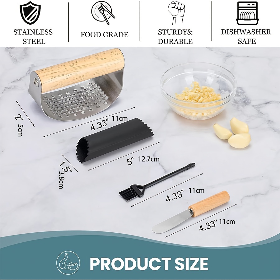 Garlic Press With Silicone Peeler Brush Scraper Premium - Temu