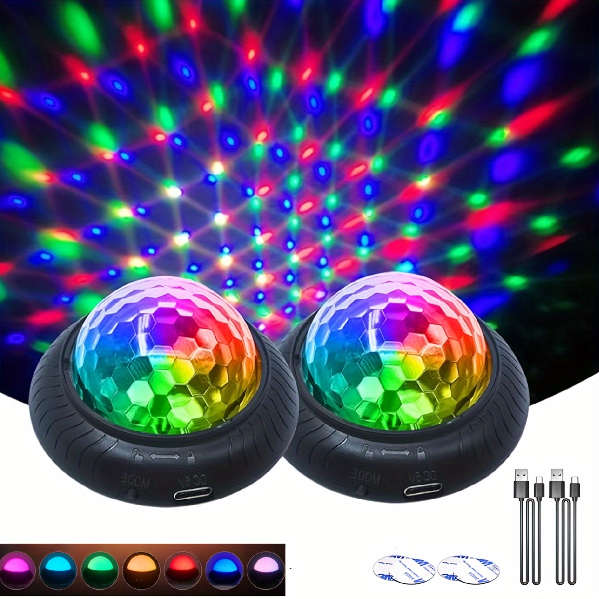 Rgb Led Disco Ball Light With Sound Projector For Home - Temu