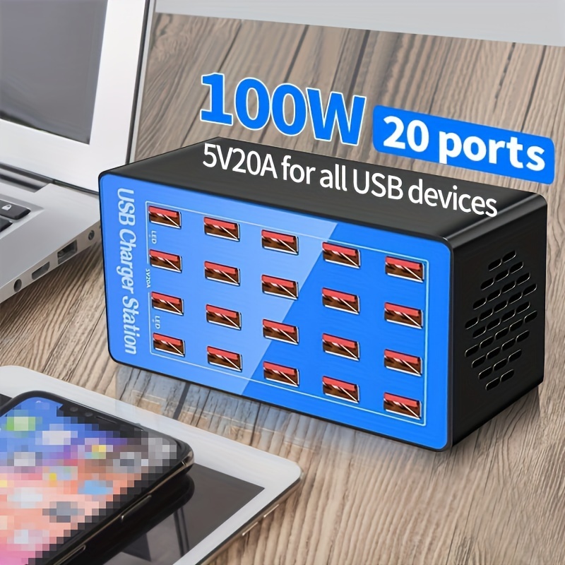 20 port usb charger station 100w 20a fast charging for all your usb devices