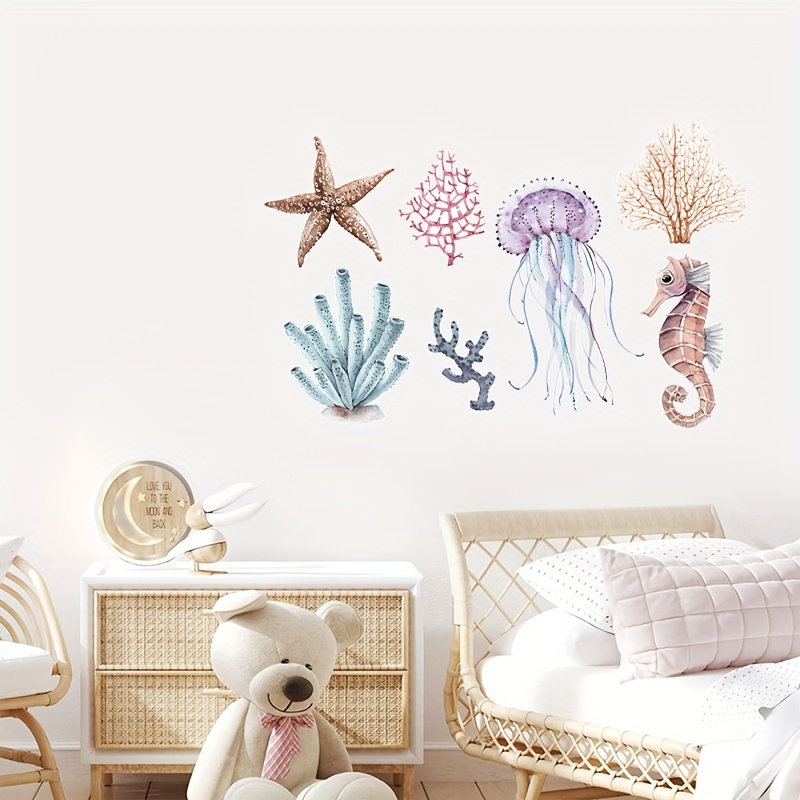 Autocollants Colorés Monde Sous-Marin Wall Stickers Tortue Algues Wall  Stickers - Autocollant amovible en vinyle pour chambre d'enfants,  décoration murale de la pépinière