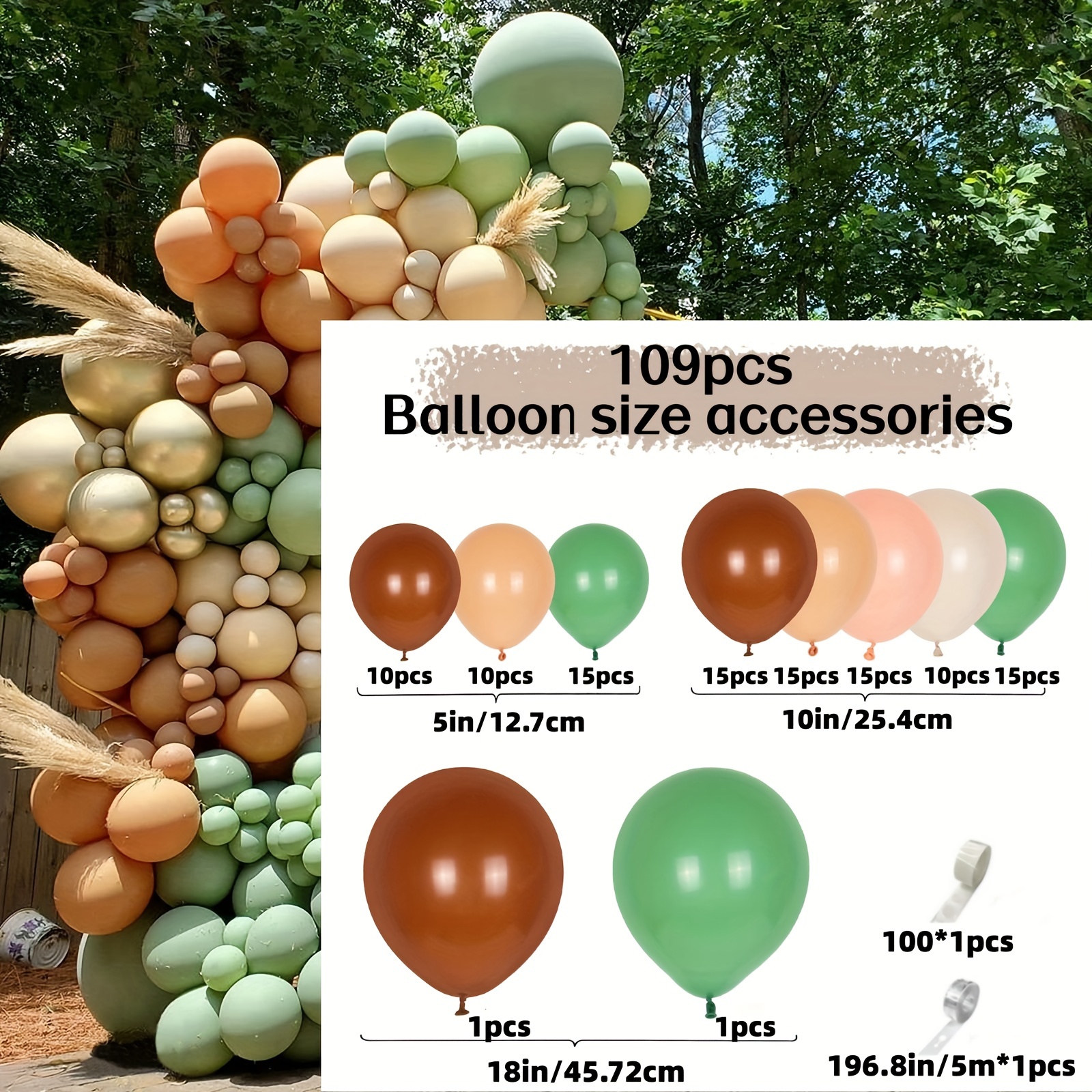 109pcs Avocado Green Latex Balloon ArchKit Wedding Birthday Party