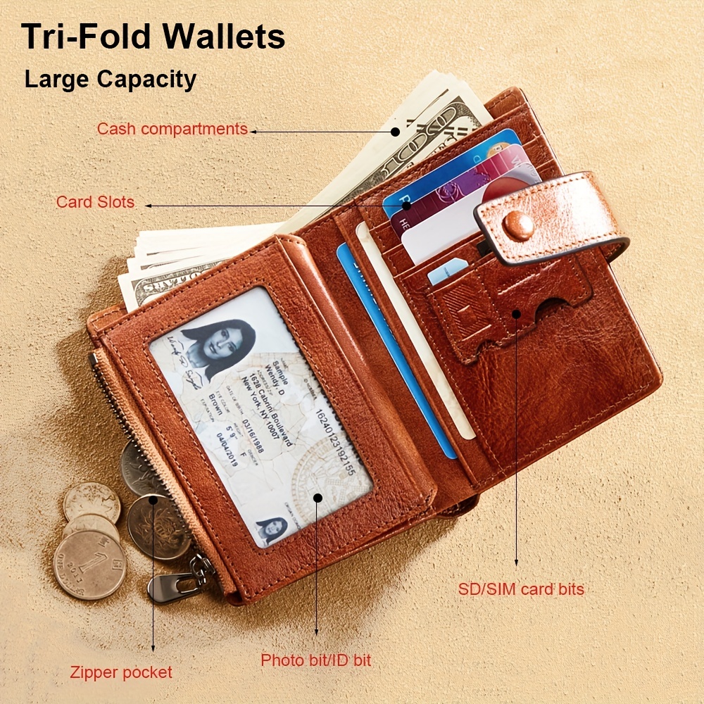 RFID Dual Portrait ID Leather Wallet