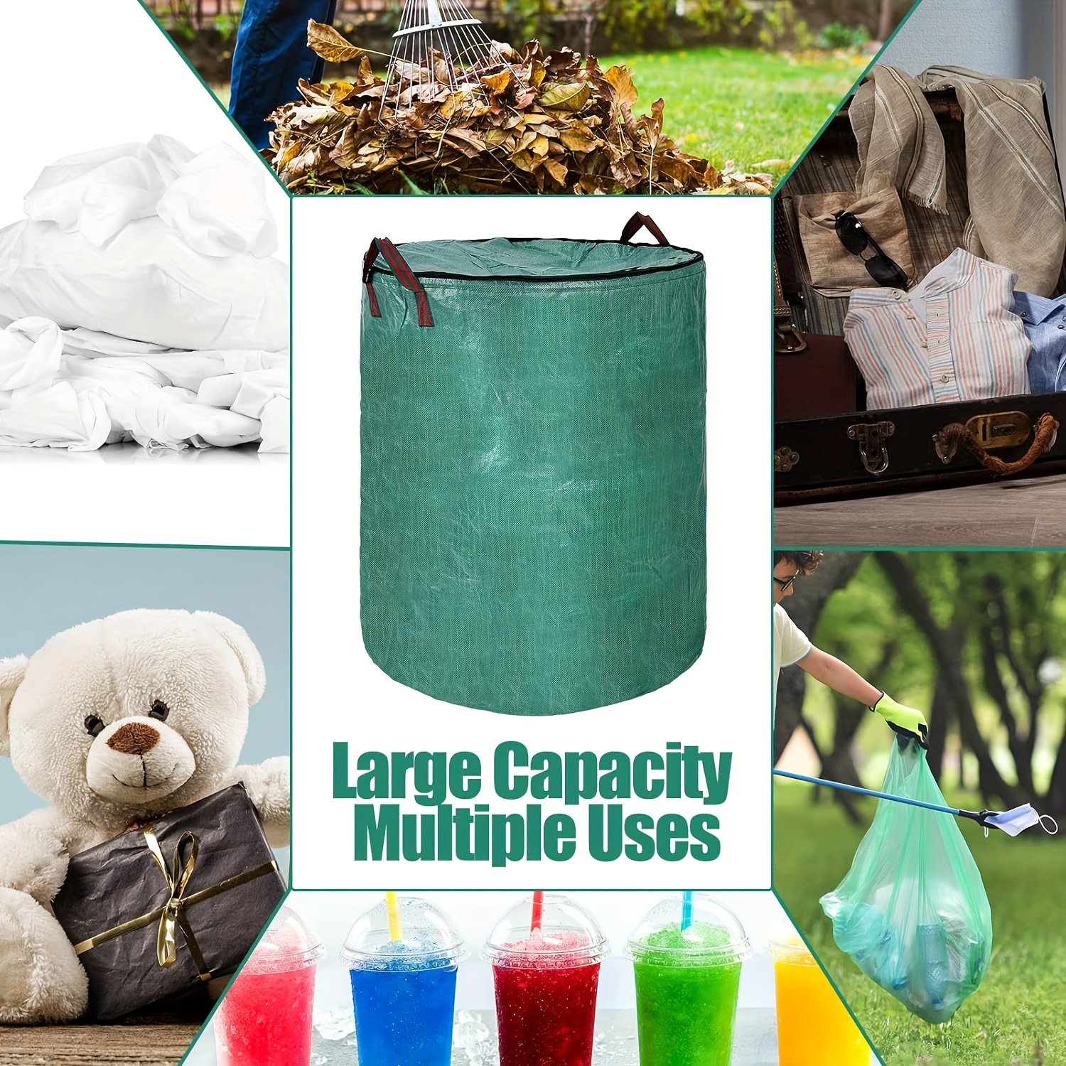  Lawn Bags for Collecting Leaves, 2 in 1 Collapsible