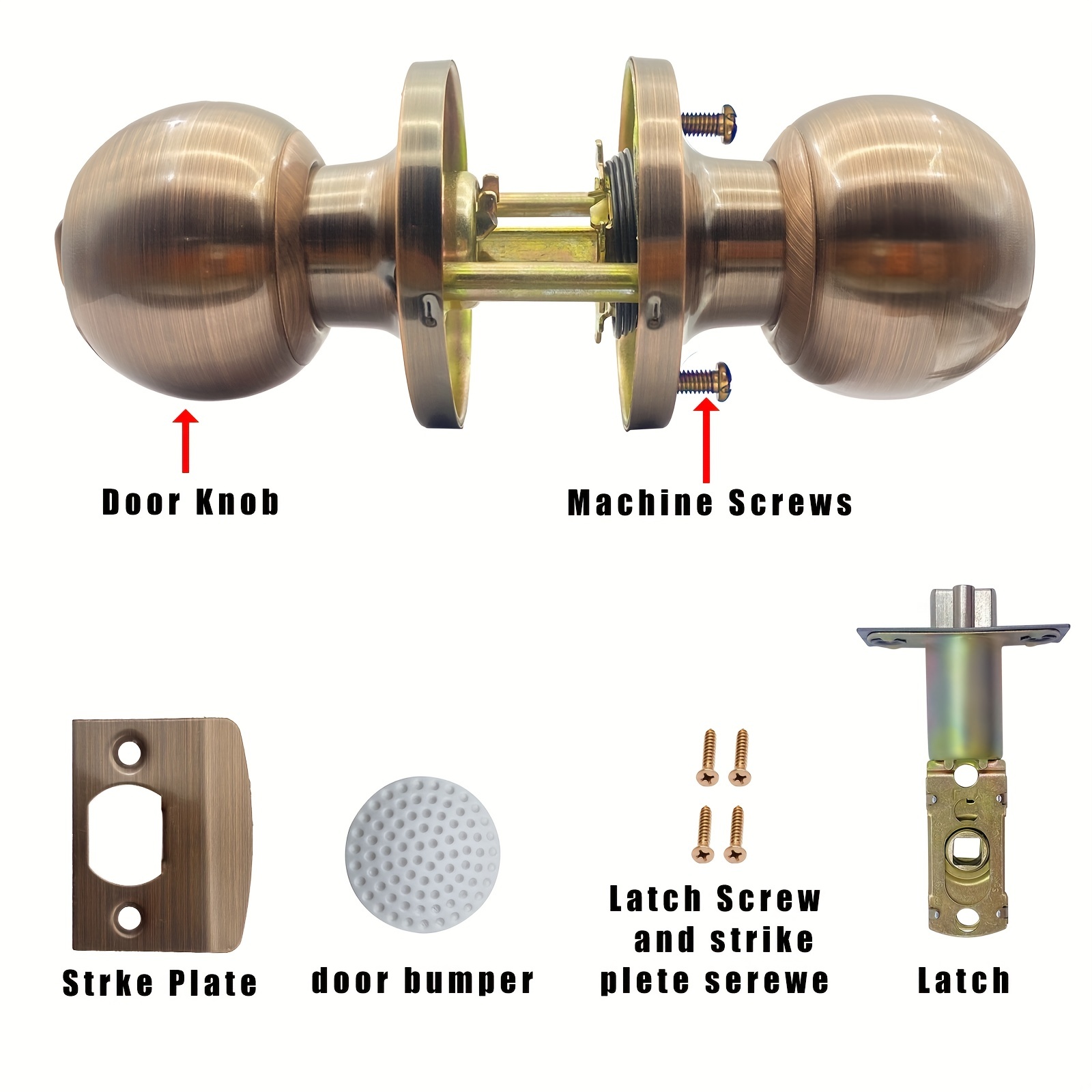 Cerraduras de puerta de entrada con llave igual con la misma llave en  bronce aceitado, para puertas interiores exteriores, paquete de 5