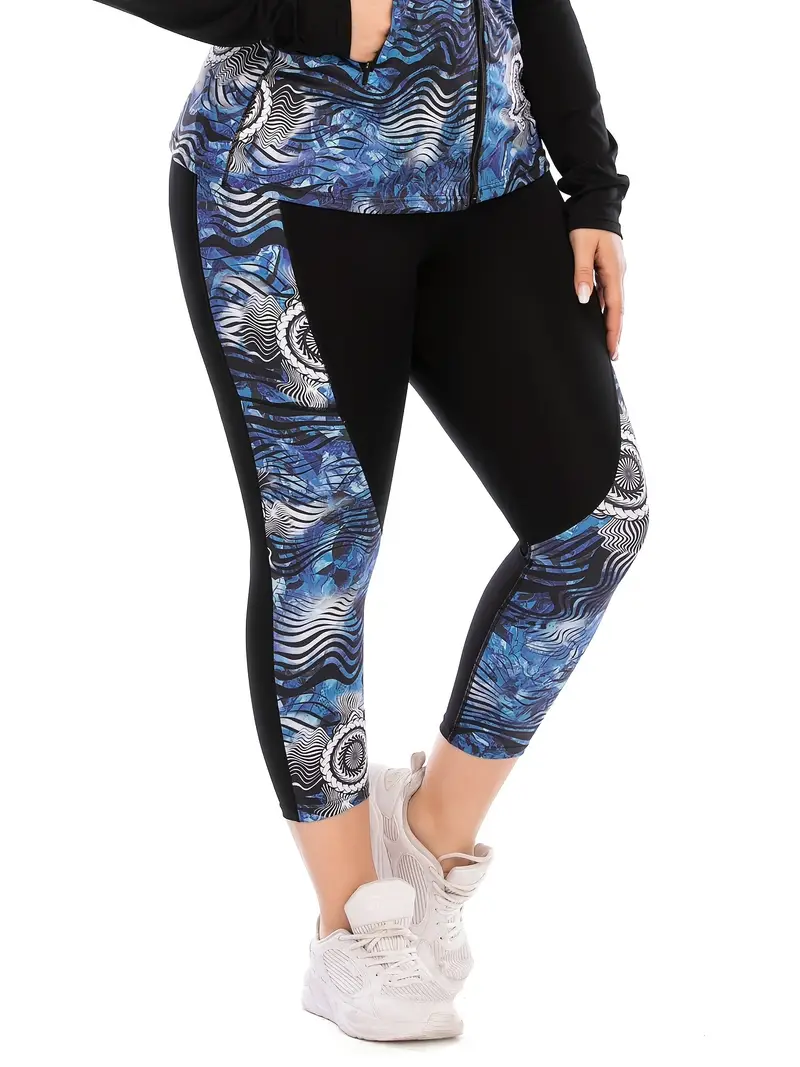 Plus Size Galaxy Print Yoga Sports Leggings Women's Plus - Temu