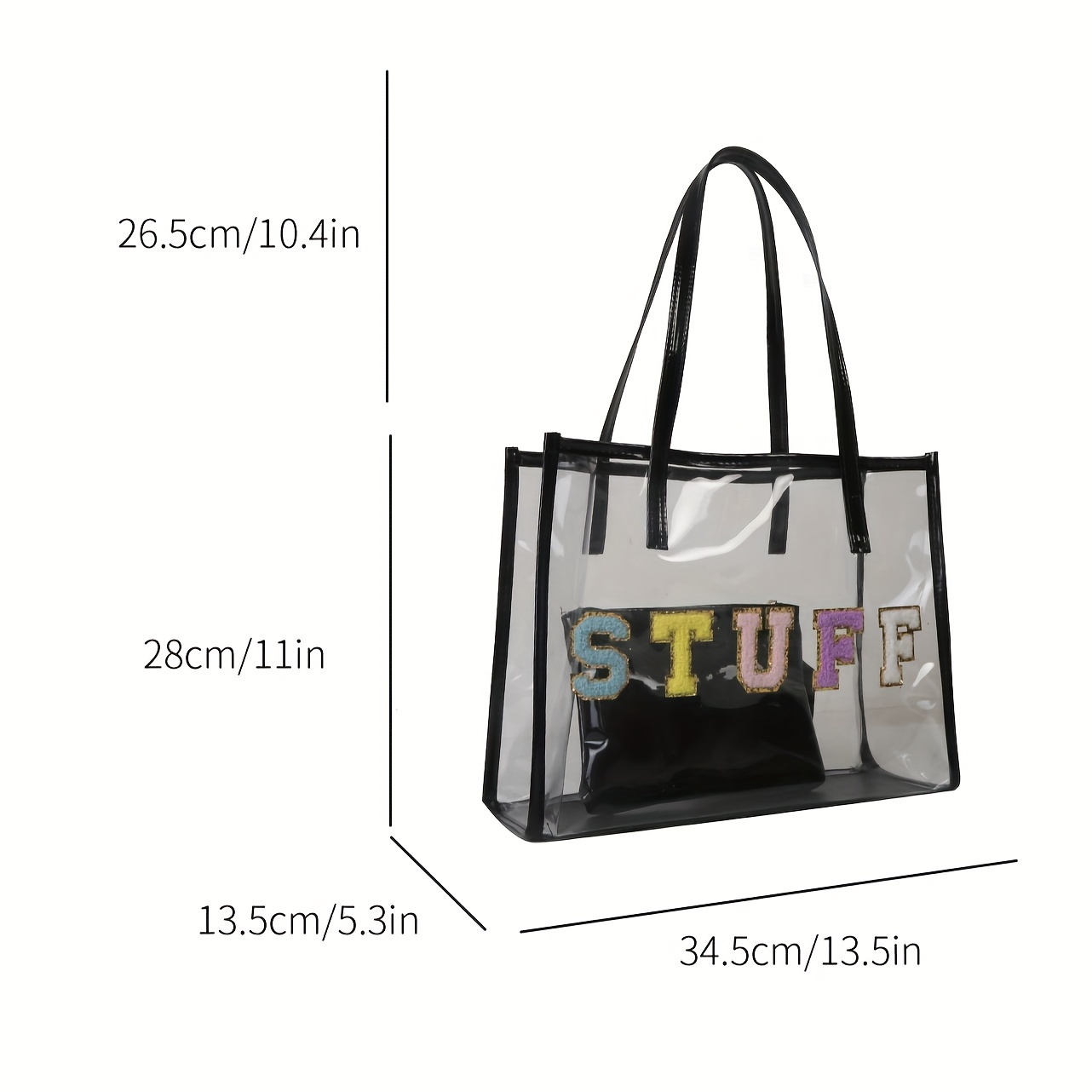 Clear Jelly Bag & Prints Strap PVC Transparent Handbag Envelope