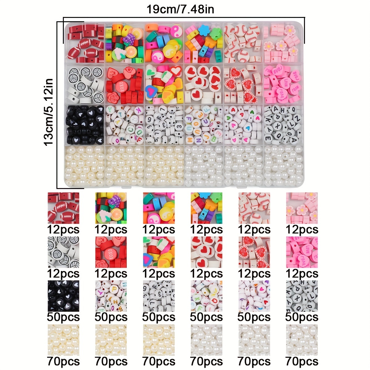 24 Grids 864pcs Polymer Clay Acrylic Imitation Pearl Loose Beads  Combination Set Box For Handmade DIY Bracelet Necklace Phone Bag Chain  Jewelry Making