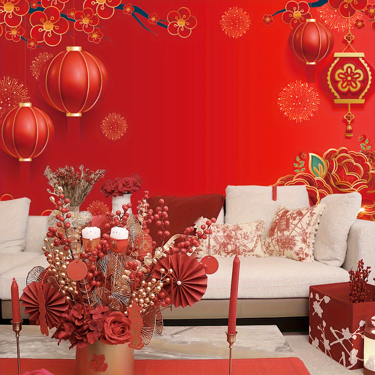 Décoration chinoise de Festival de printemps, décorations de maison  chinoises, fleurs en papier créatif rouge, ornement de porte de chambre à  coucher, de nouvel an - AliExpress