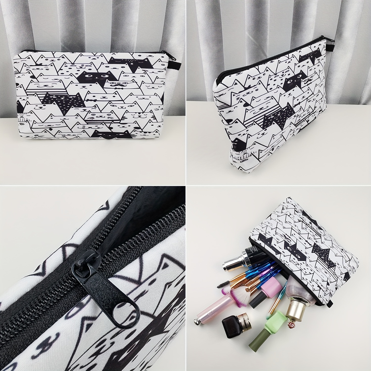 Dolphin Print Cosmetic Storage Bag, Portable Canvas Pouch