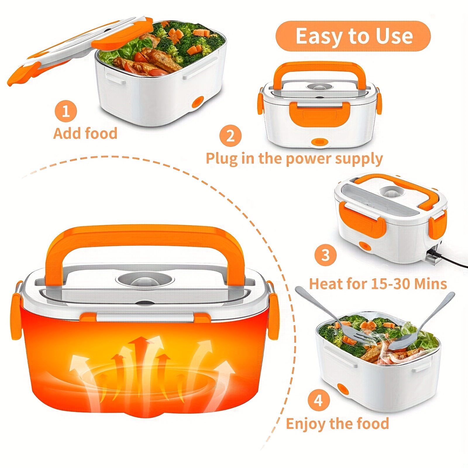 Herrfilk Electric Lunch Box Food Warmer Portable Leak Proof - Temu