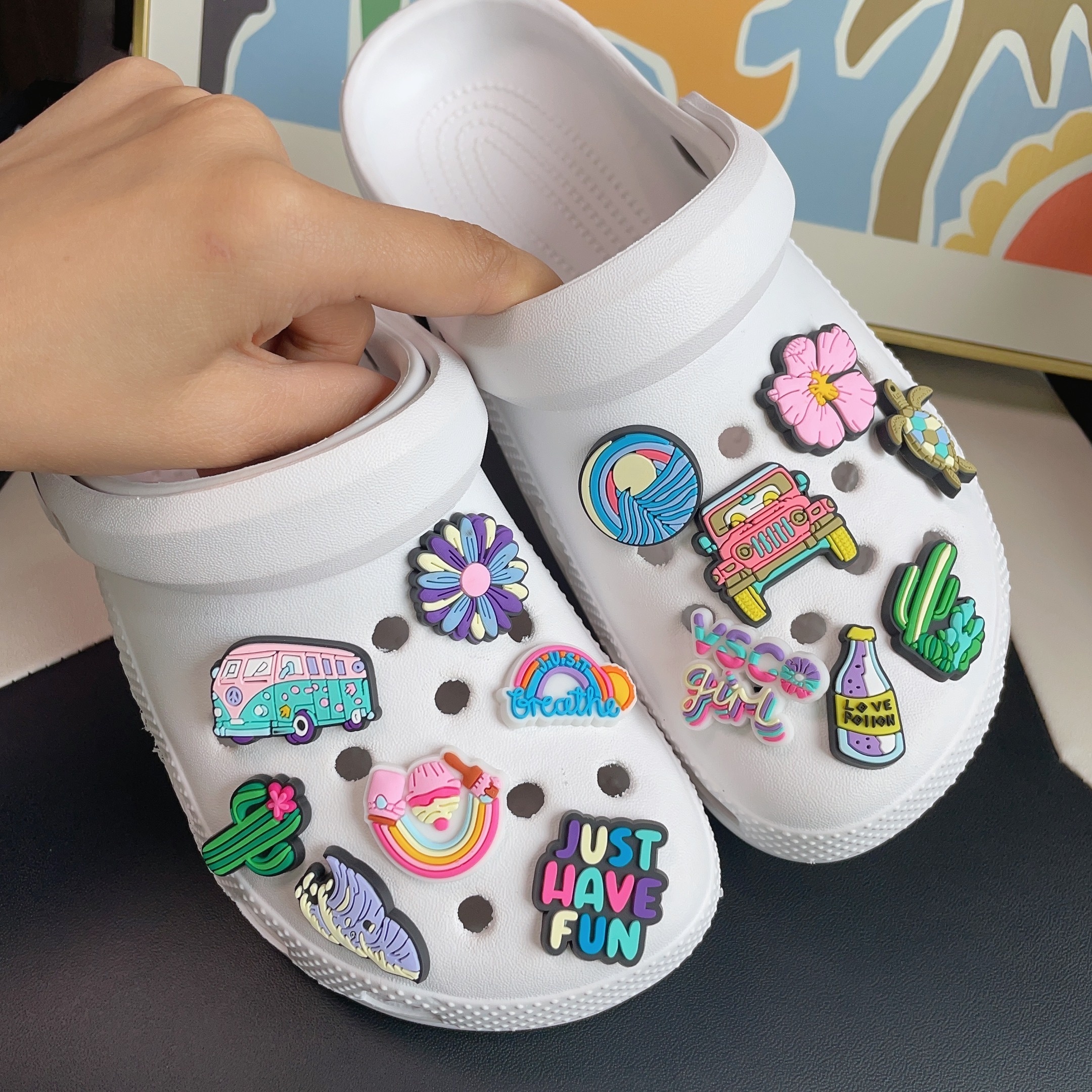 Purple And Blue Ocean Beach Cartoon Shoes Charms For - Temu