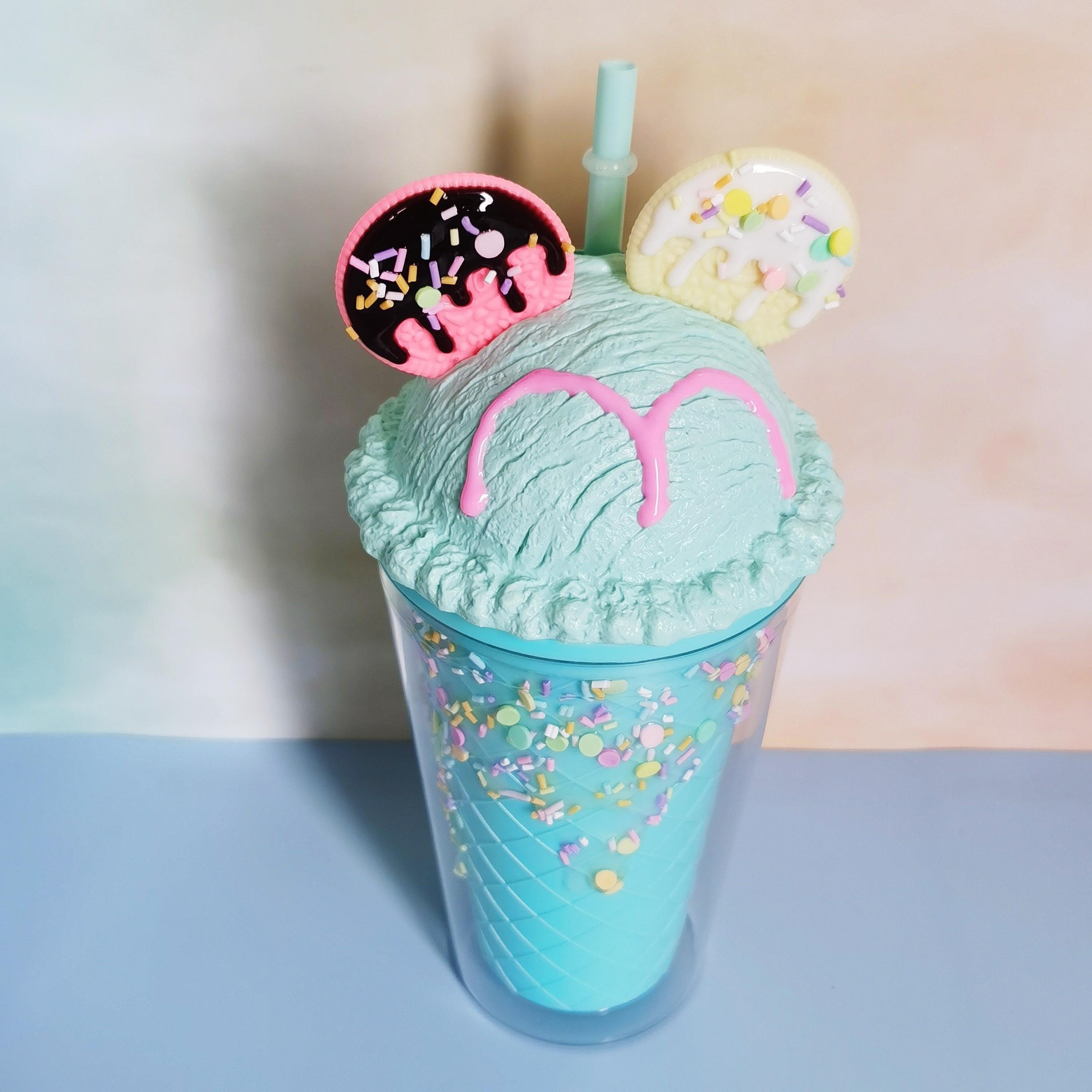 Ice Cream Cookie Tumbler With Lid And Straw Double Walled - Temu