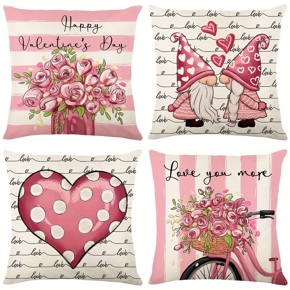 Valentines Day Pillow Covers Love Heart Valentines Day Throw - Temu