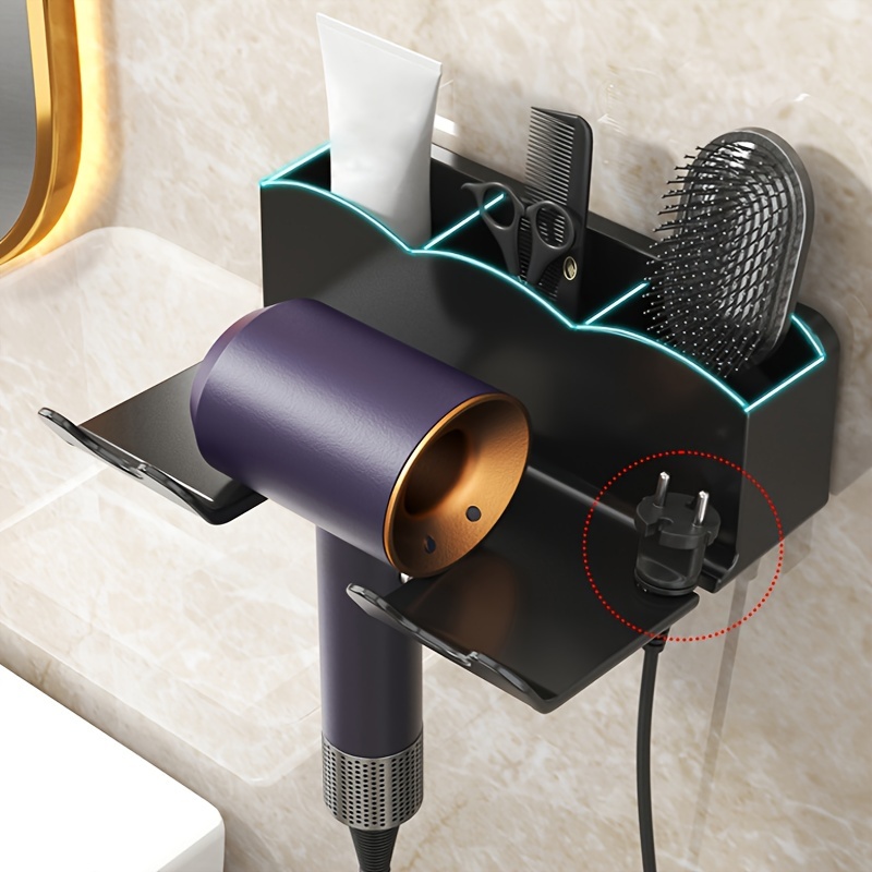 Hair Dryer Holder Wall Mounted Without Drilling Styling Tool - Temu Canada