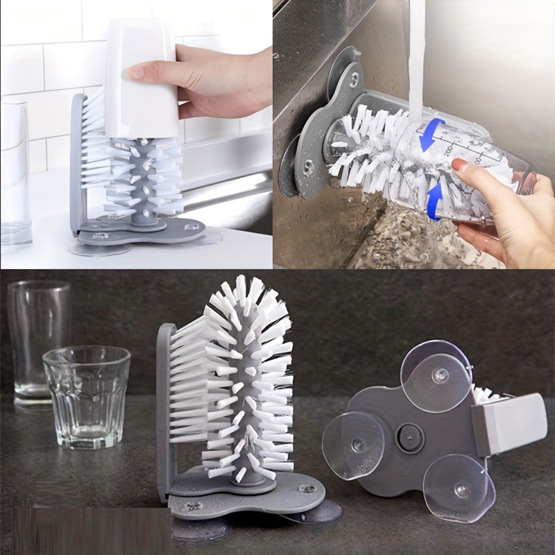 Glass Washer with Double Sided Bristle Brush Glass Cup Brush Cleaner with  Suction Cups Standing Glass Bottle Cup Cleaner Mug for Bar Kitchen Sink  Washing Brush - China Bottle Brsuh and Mug