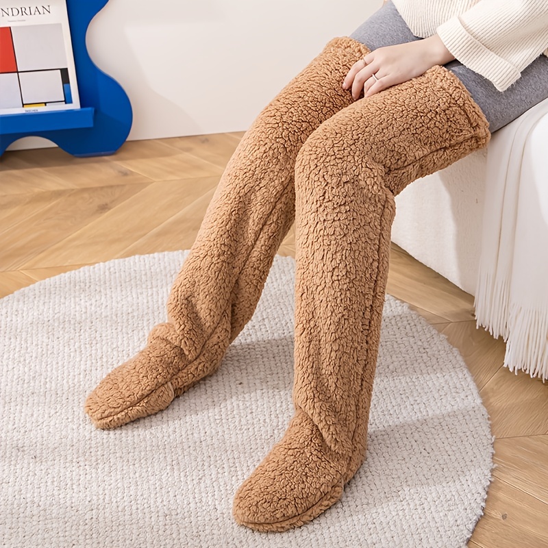 Women Thermal Cozy Fuzzy Fleece Long Socks Knee High Warm Stocking Slipper  Socks