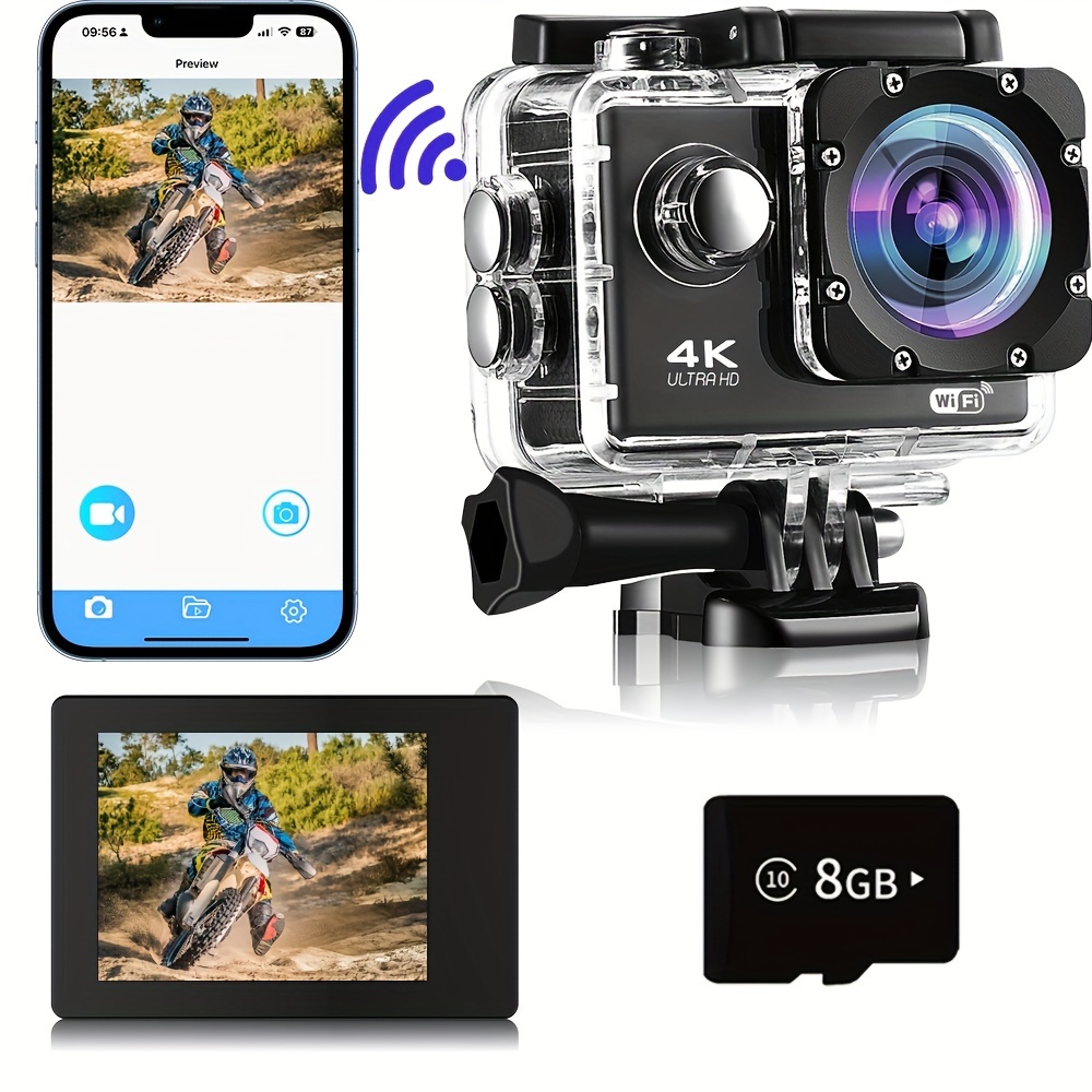 XTU Caméra d'action 5 K 20 MP étanche 40 m WiFi Caméra embarquée avec écran  tactile de deux pouces, 170 ° Ultra grand angle de 170 ° Caméras d'action