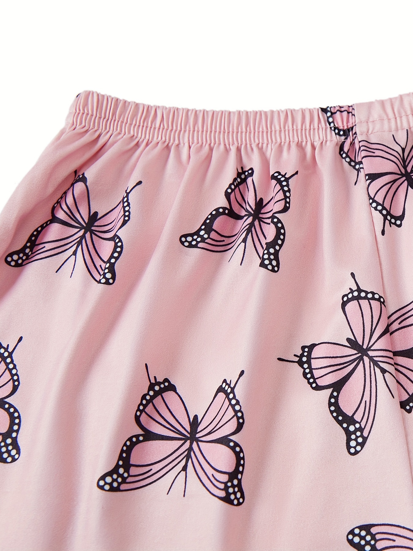 Pink Butterfly Sleep Shorts for Women Pajama Shorts with