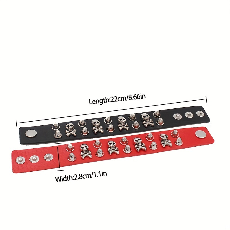 Skull Head Rivet PU Leather Bracelet Unisex