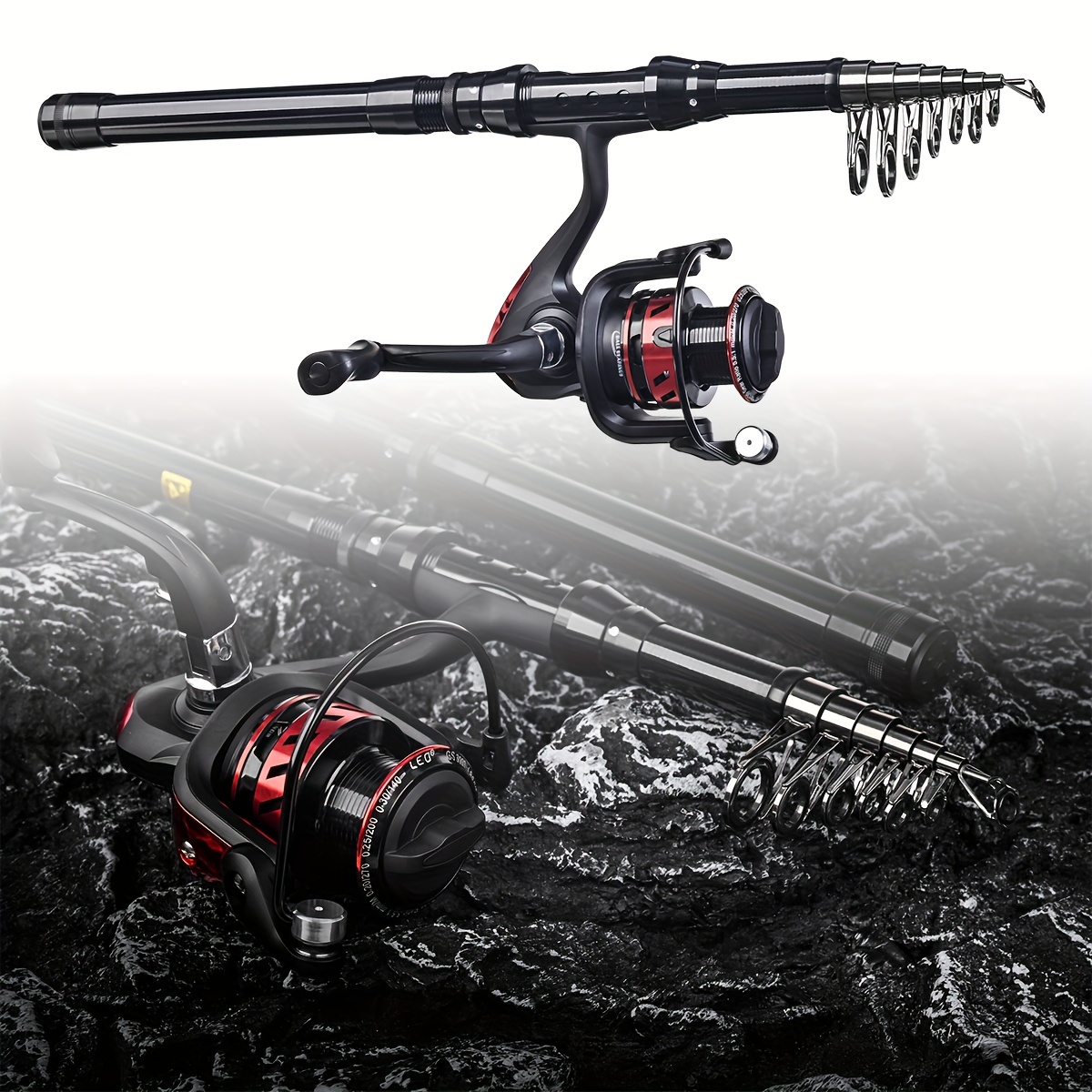 Fishing Rod Combos with Telescopic Pole Spinning Reels - Travel Bag -  Freshwater
