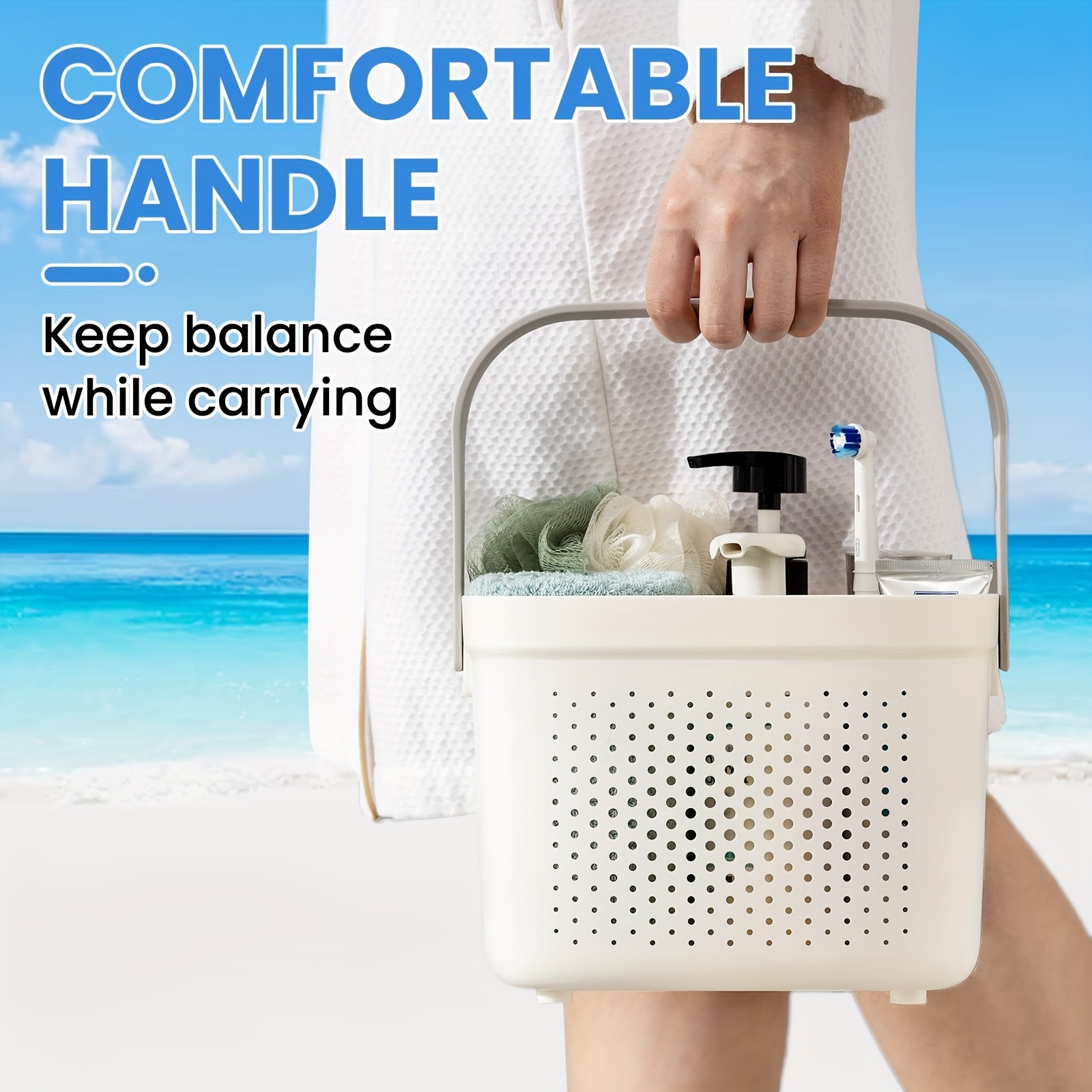 Large Cleaning Supplies Organizer with Handle Portable Shower Caddy Basket