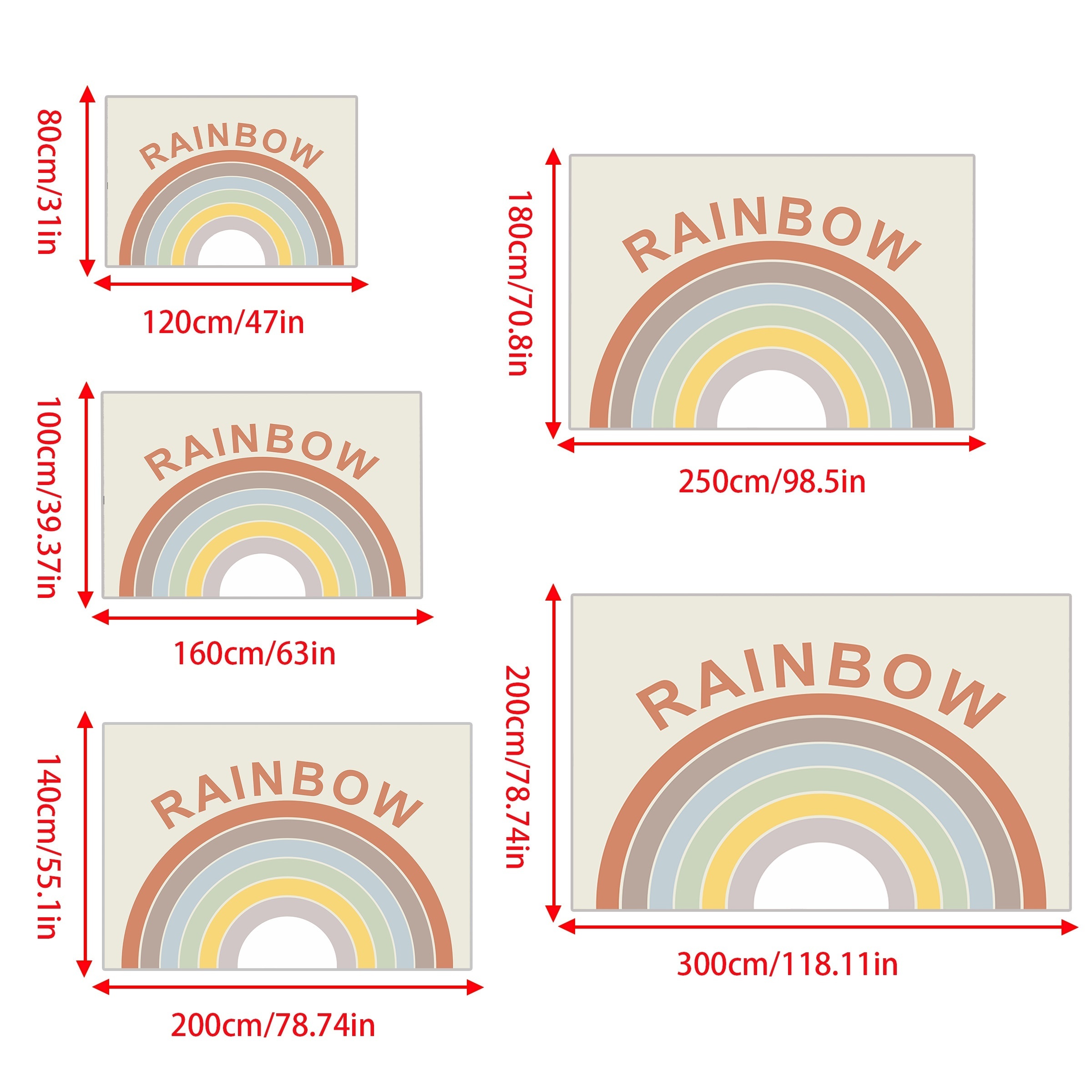 Rainbow Carpet Bedroom Office Rug Non Slip Easy to Clean Carpet Mat