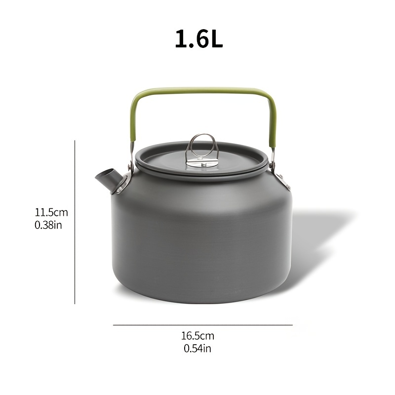 1200ML Aluminum Camping Kettle Teapot with Lid Knob Mesh Bag 